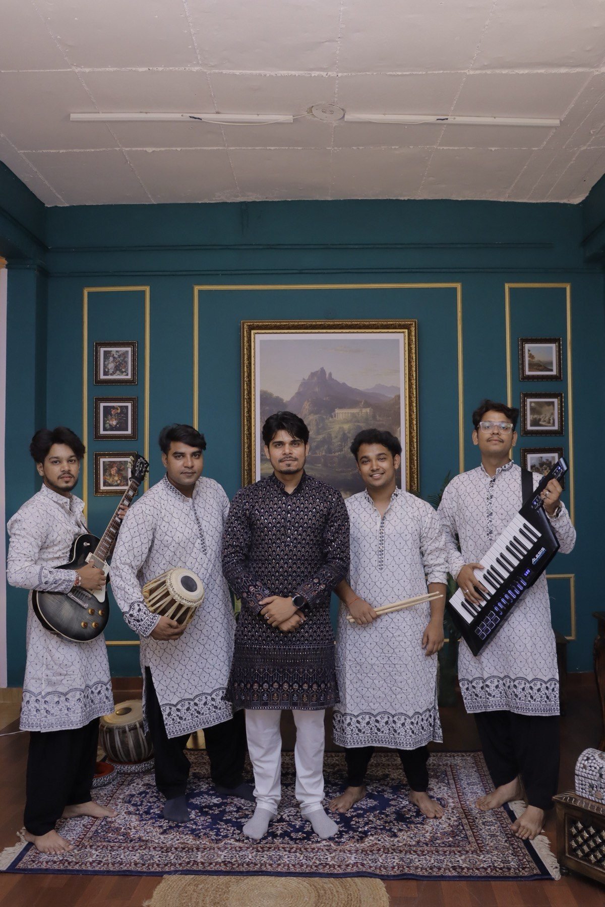Satender Verma with the full band in an elegant performance setting